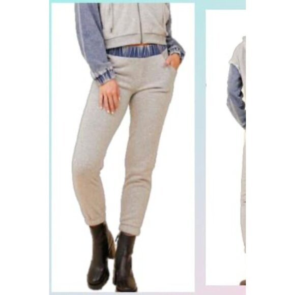 NWT Vintage Havana WASHED DENIM AND FLEECE COMBO JOGGER Size Medium - Picture 13 of 15
